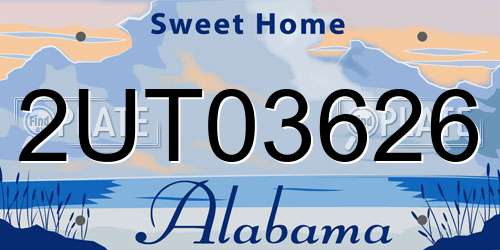 2UT03626 Alabama License Plate
