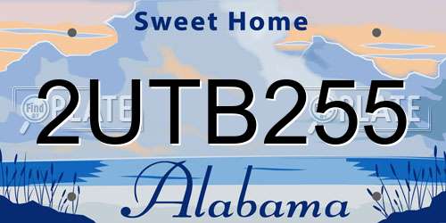 2UTB255 Alabama License Plate