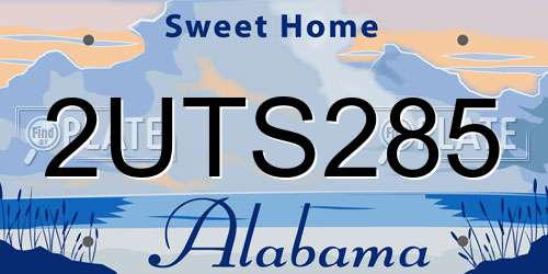 2UTS285 Alabama License Plate