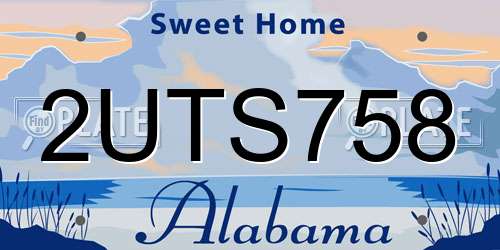 2UTS758 Alabama License Plate