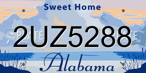 2UZ5288 Alabama License Plate