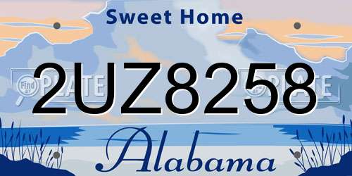 2UZ8258 Alabama License Plate