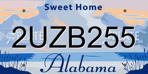 2UZB255 Alabama License Plate