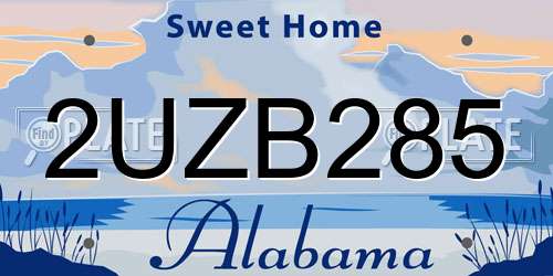 2UZB285 Alabama License Plate