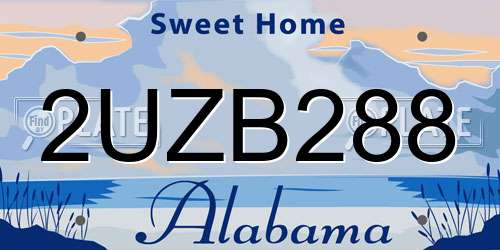 2UZB288 Alabama License Plate