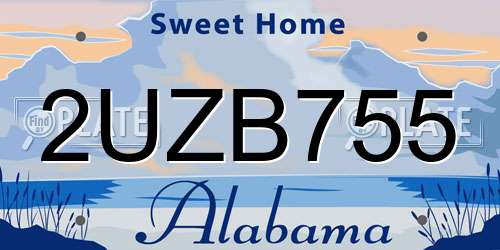 2UZB755 Alabama License Plate