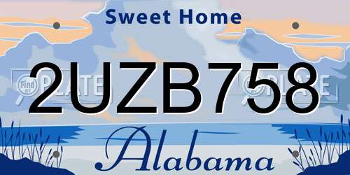 2UZB758 Alabama License Plate