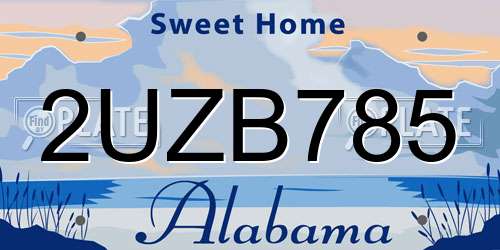 2UZB785 Alabama License Plate