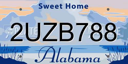 2UZB788 Alabama License Plate