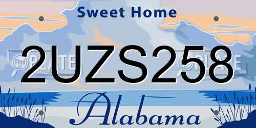 2UZS258 Alabama License Plate
