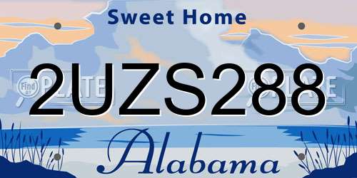 2UZS288 Alabama License Plate