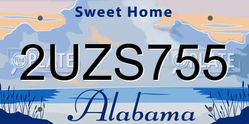 2UZS755 Alabama License Plate