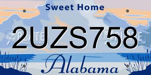 2UZS758 Alabama License Plate