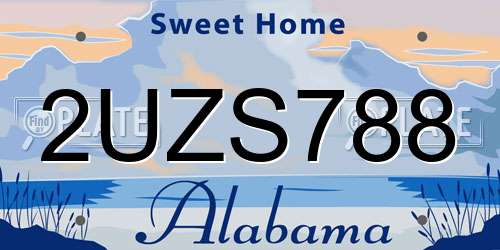 2UZS788 Alabama License Plate