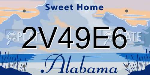 2V49E6 Alabama License Plate