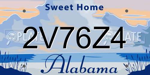 2V76Z4 Alabama License Plate