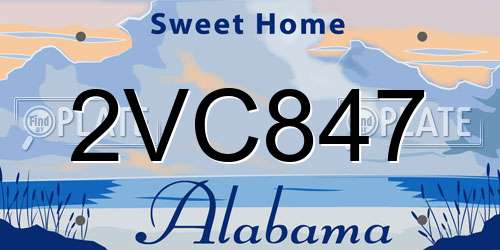 2VC847 Alabama License Plate