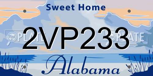 2VP233 Alabama License Plate