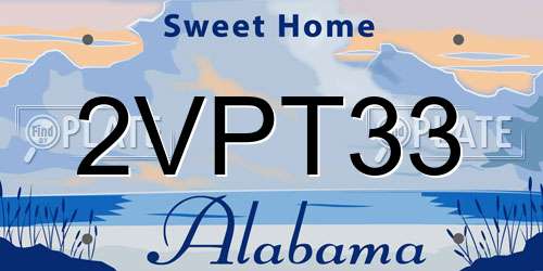 2VPT33 Alabama License Plate
