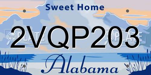 2VQP203 Alabama License Plate