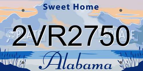 2VR2750 Alabama License Plate