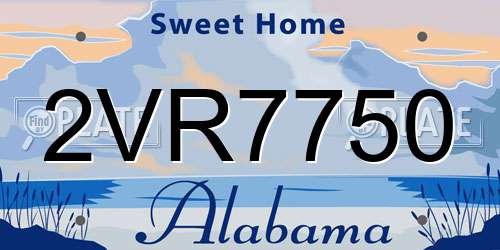 2VR7750 Alabama License Plate