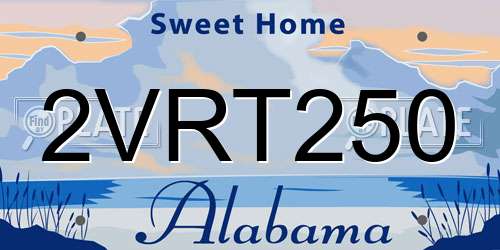 2VRT250 Alabama License Plate