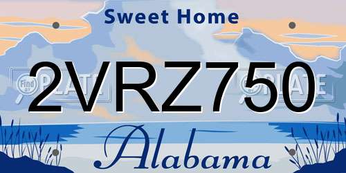 2VRZ750 Alabama License Plate