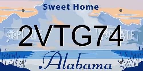 2VTG74 Alabama License Plate