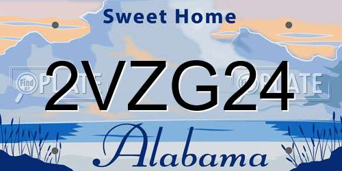 2VZG24 Alabama License Plate