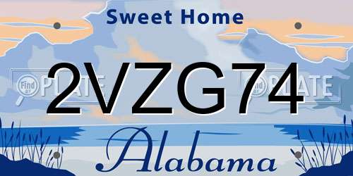 2VZG74 Alabama License Plate