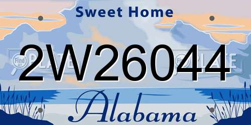 2W26044 Alabama License Plate