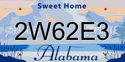 2W62E3 Alabama License Plate