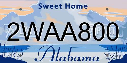 2WAA800 Alabama License Plate