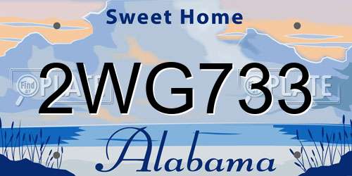 2WG733 Alabama License Plate
