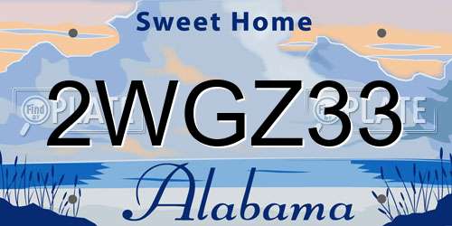 2WGZ33 Alabama License Plate