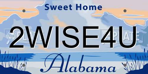 2WISE4U Alabama License Plate