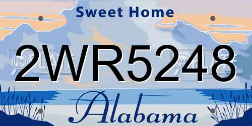 2WR5248 Alabama License Plate