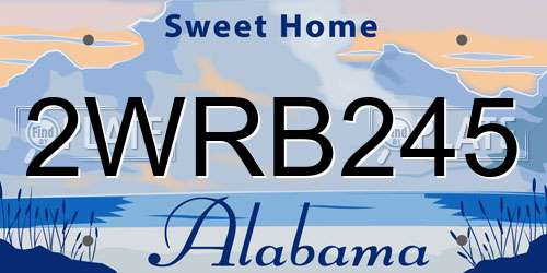 2WRB245 Alabama License Plate