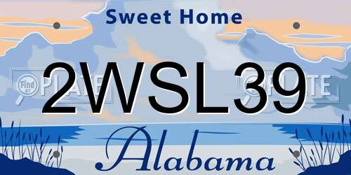 2WSL39 Alabama License Plate