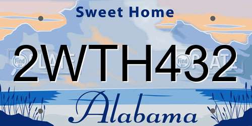 2WTH432 Alabama License Plate