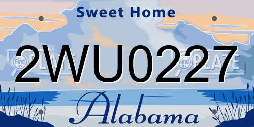 2WU0227 Alabama License Plate