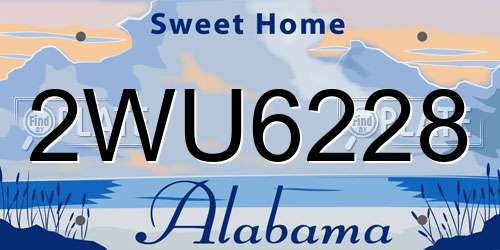 2WU6228 Alabama License Plate