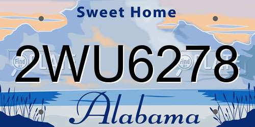 2WU6278 Alabama License Plate