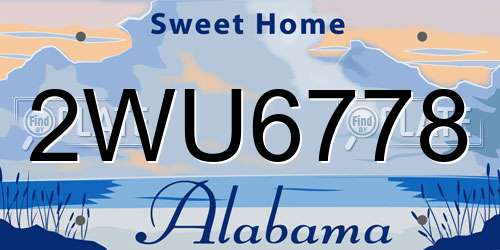 2WU6778 Alabama License Plate