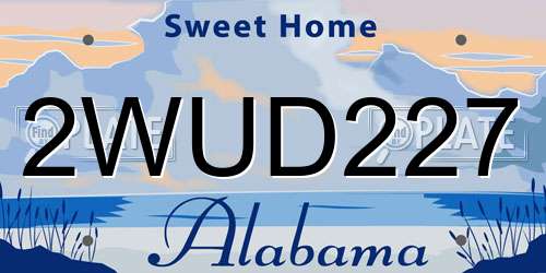 2WUD227 Alabama License Plate