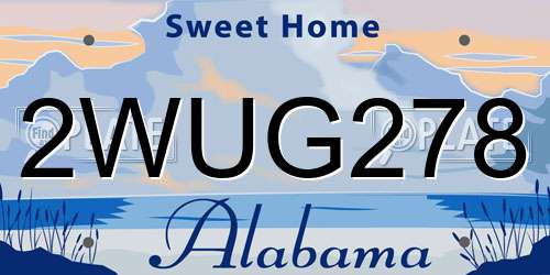 2WUG278 Alabama License Plate