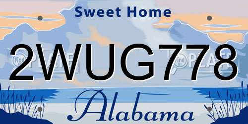 2WUG778 Alabama License Plate