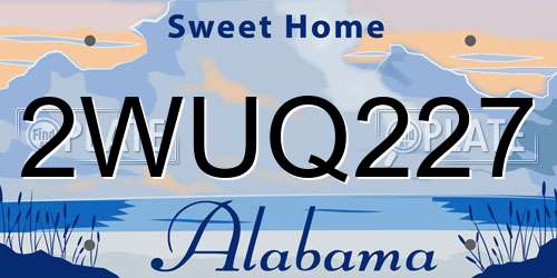 2WUQ227 Alabama License Plate