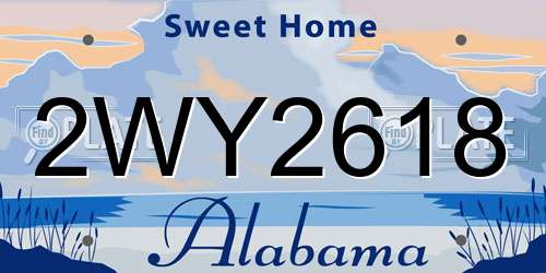2WY2618 Alabama License Plate